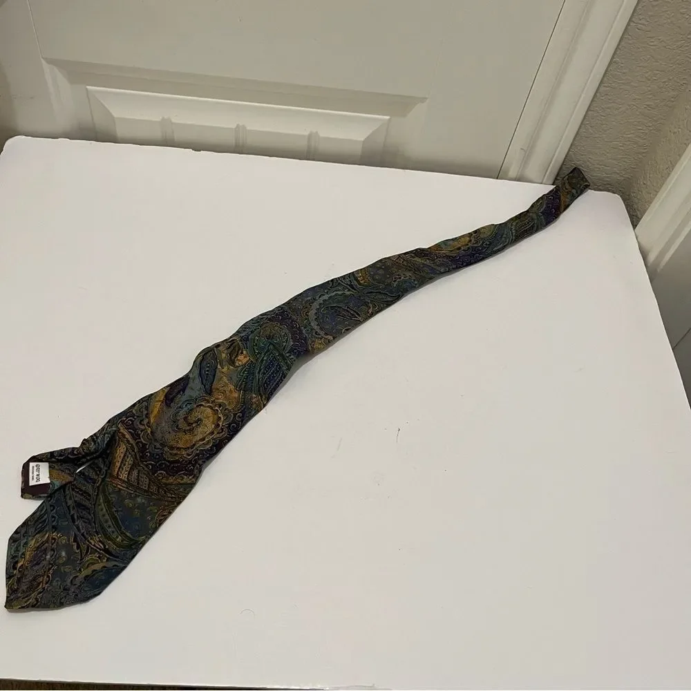 Havana Fashion Tie Rack Paisley Blue Green Viscose Mens Neck Tie Career